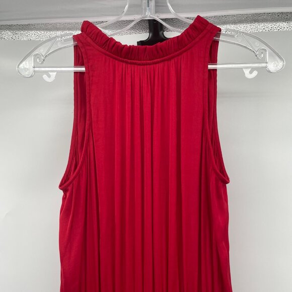 WHBM Womens Sleeveless Maxi Dress Ruffle Neck Red Size XXS - Picture 6 of 9